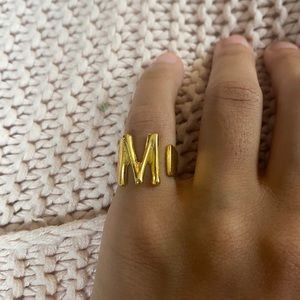 ‘M’ Gold-Tone Adjustable Ring